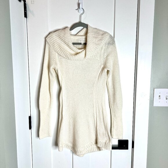 Anthropologie Angel of the North Cream Rosie Cowl Neck Crochet Knit Sweater XS - Picture 1 of 4